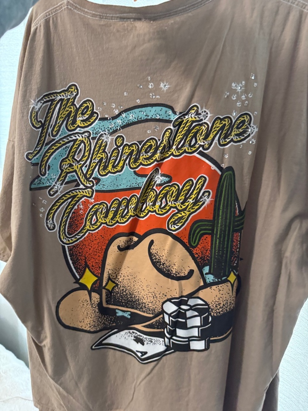 The rhinestone cowboy Womens Short-Sleeve Tee- Oversized!! size M/L - Picture 5 of 8